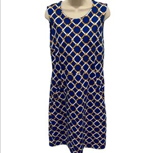 Blue and Gold Geometric Pattern Dress